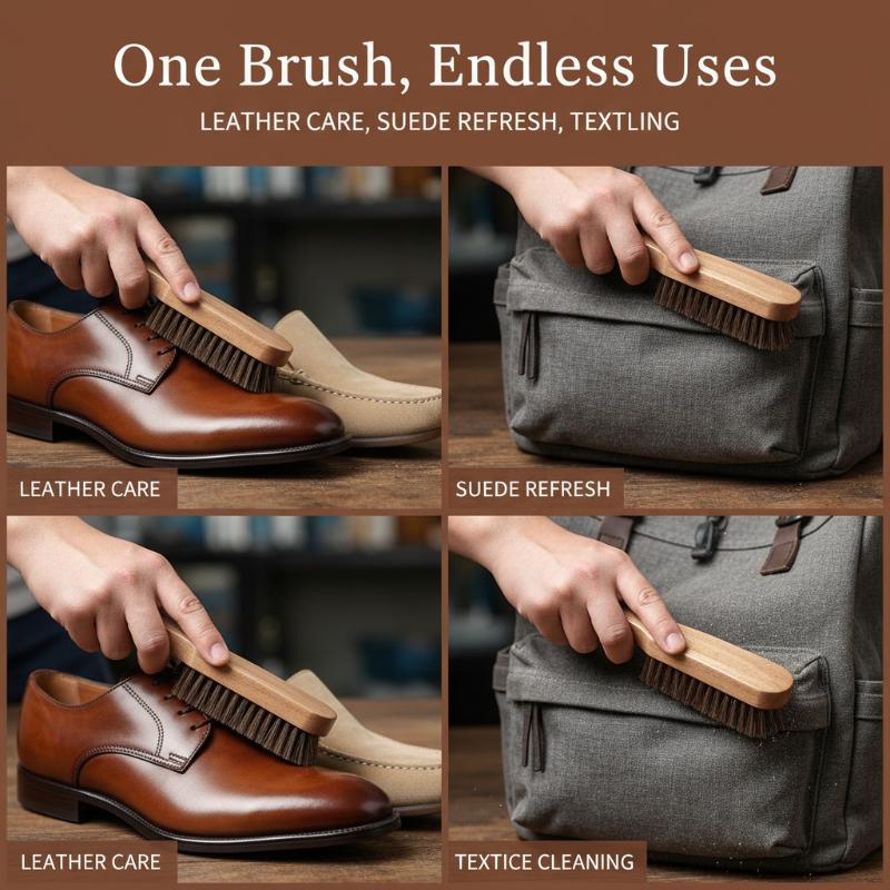 Leather Shoe Polish - 1 adet ahşap ayakkabı fırçası at